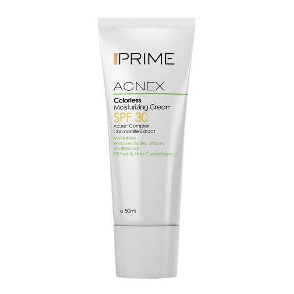 کرم مرطوب کننده بی رنگ Acnex فاقد چربی SPF30 پرایم