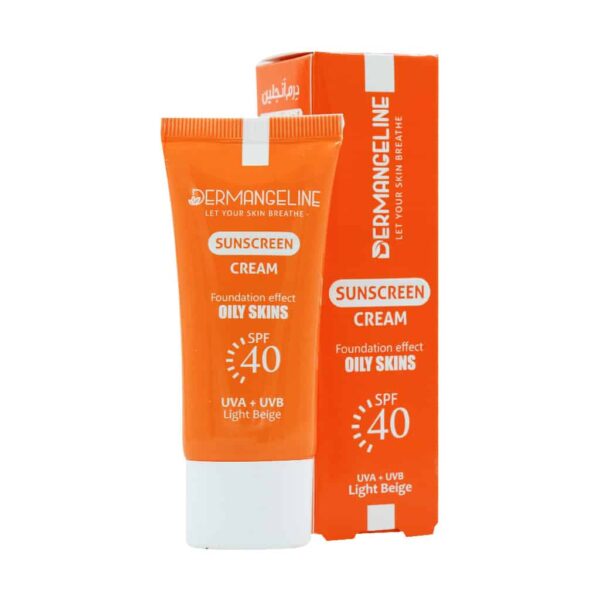 ضد آفتاب کرم پودری SPF40 درم انجلین مناسب پوست چرب ۳۰ میلی لیتر