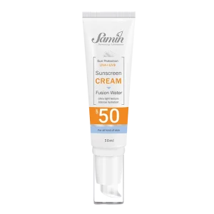 کرم ضدآفتاب فیوژن واتر ثمین spf 50 مناسب انواع پوست