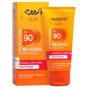 کرم ضد آفتاب رنگ بژ هلویی SPF 90 پوست معمولی و خشک آردن 50 میلی لیتر
