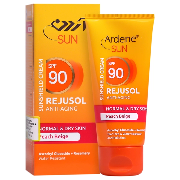 کرم ضد آفتاب رنگ بژ هلویی SPF 90 پوست معمولی و خشک آردن 50 میلی لیتر