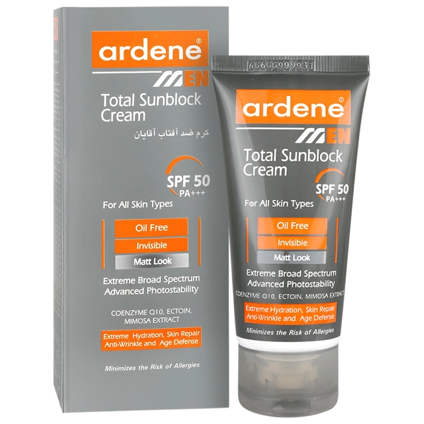 کرم ضد آفتاب آقایان SPF50 فاقد چربی انواع پوست آردن 50 گرم
