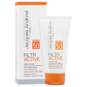 کرم ضد آفتاب +SPF50 بی رنگ پوست خشک و معمولی ژاک آندرل 50 میلی لیتر